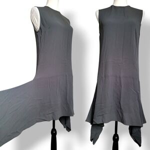 Brunello Cucinelli 100% Silk Sleeveless Dress Asymmetrical Hem Italy Made Medium
